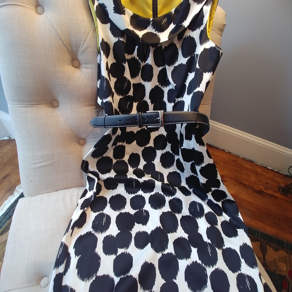 Black & White Dots! Satin Dress
